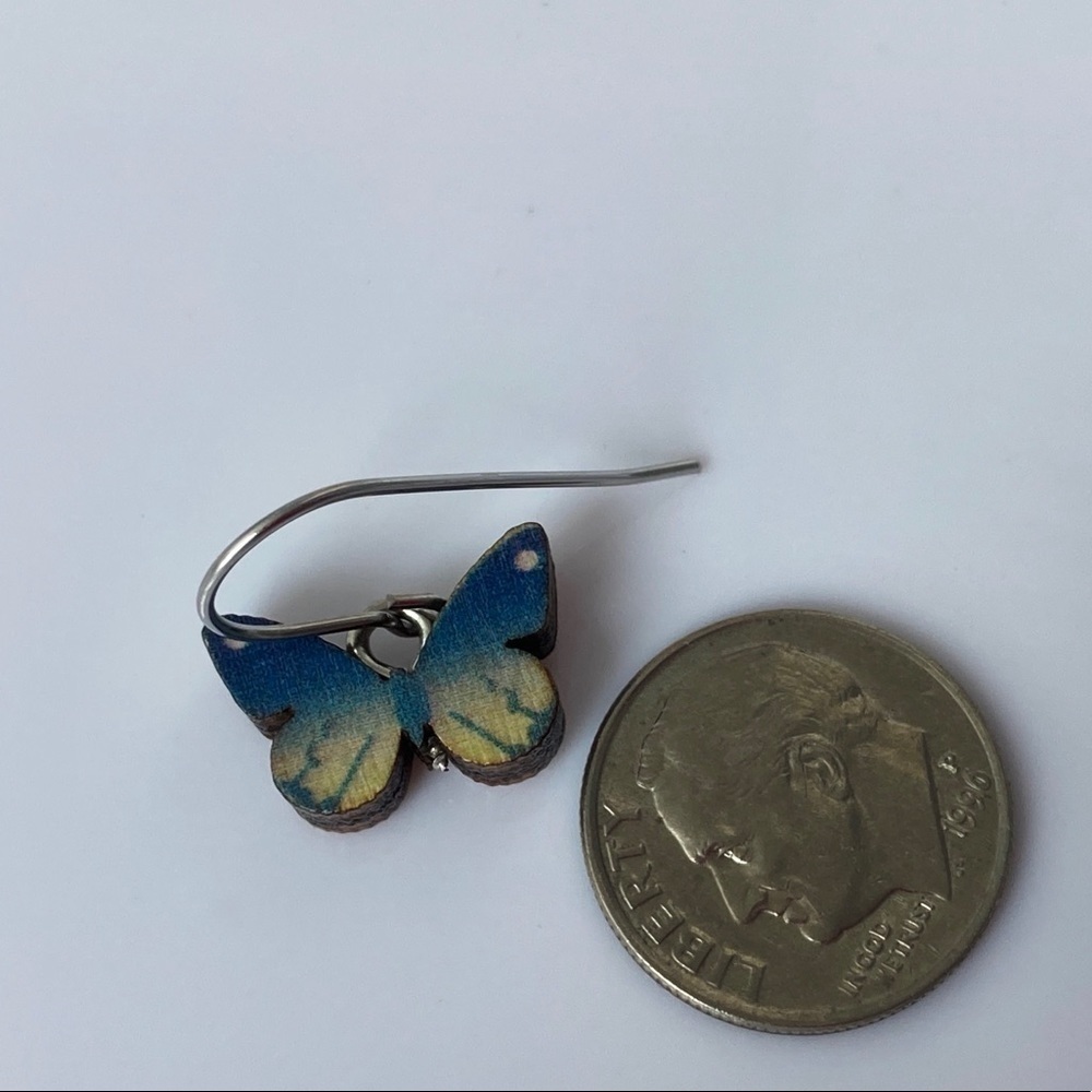 PETITE Wooden Butterfly Earrings - Picture 5 of 10